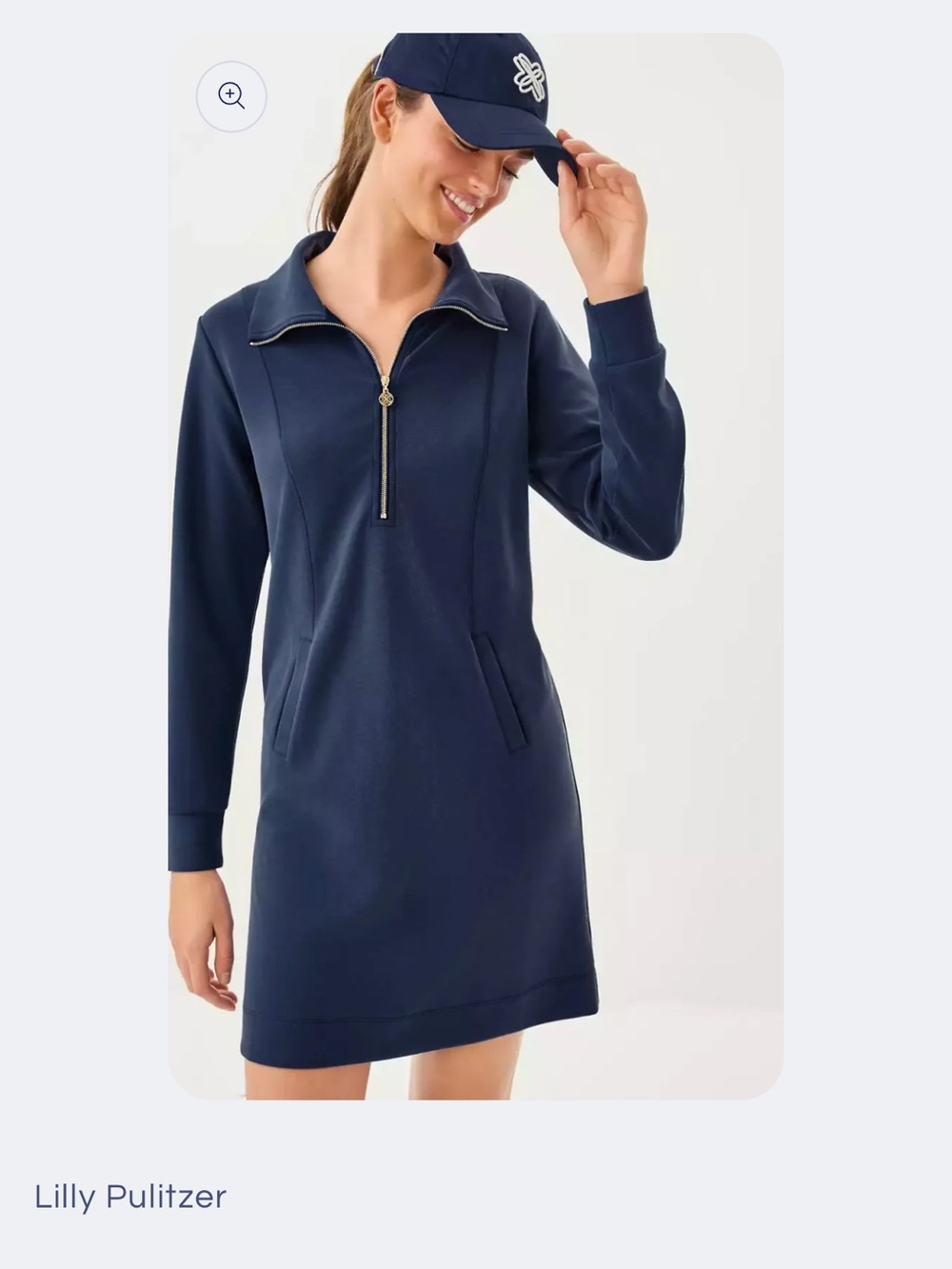 Lilly Pulitzer Eleni UPF 50 Navy Half-Zip Dress - size XL